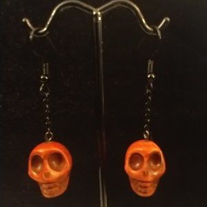 Adorable Orange Skull Earrings